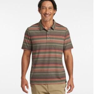 L.L.Bean Everyday SunSmart Striped Polo Shirt Size L Tall Short-Sleeve